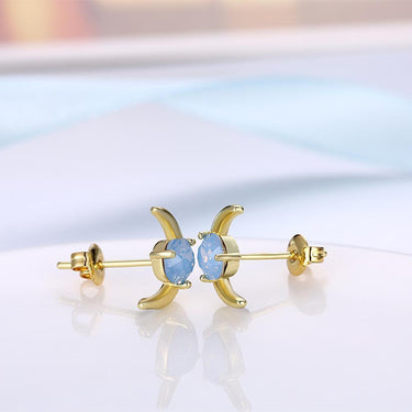 Opal Moon Stud Earrings-Your Soul Place
